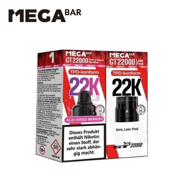 Mega Bar GT 22000  -  Acai Mixed Berries - Prefilled Pod-Liquid 20mg